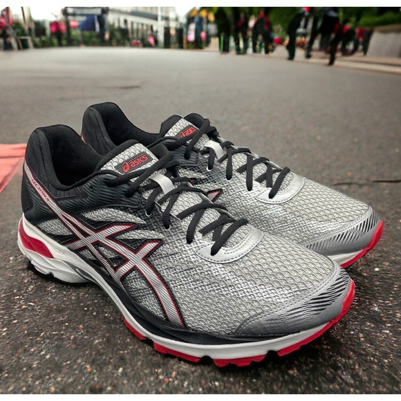Asics Gel Flux Gray Silver Red Running Race Shoes Mens 15 Worn Once Fast Ship